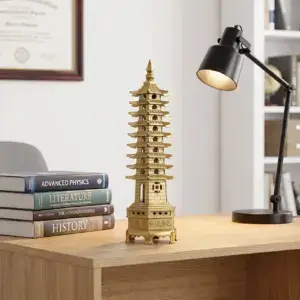9-level brass Wen Chang Pagoda tower for desk decor