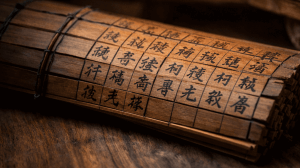 Ancient Chinese manuscript representing early Daoist philosophical texts
