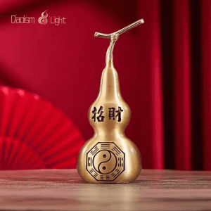 Solid Brass Feng Shui Wu Lou Gourd with Bagua – Taoist Protection Ornament for Home & Office Decor
