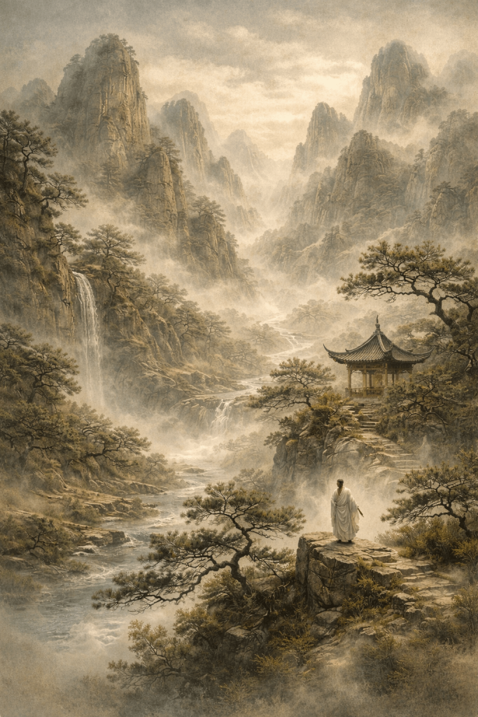 Founder of Daoism: Who Founded Daoism? Laozi and Zhang Daoling Explained 3 Daoist philosophy harmony with nature Chinese mountains landscape