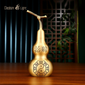 brass feng shui wu lou gourd with bagua symbol