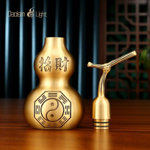 brass feng shui wu lou gourd with bagua symbol