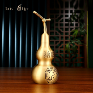 brass feng shui wu lou gourd with bagua symbol