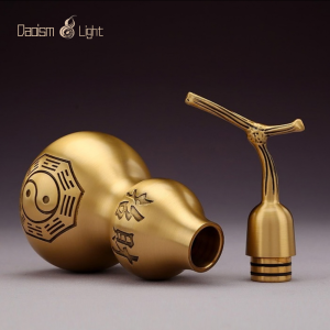brass feng shui wu lou gourd with bagua symbol