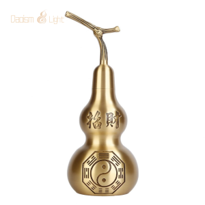 brass feng shui wu lou gourd with bagua symbol