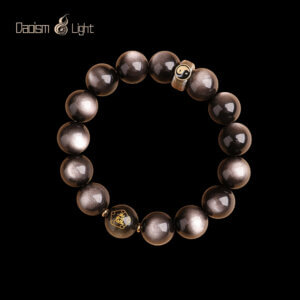 Daoism Light Five-Way Wealth God bracelet with 925 silver mantra detail