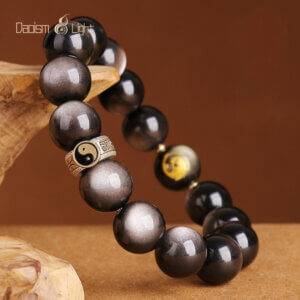 Daoism Light Five-Way Wealth God bracelet with 925 silver mantra detail