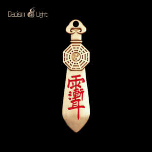 Solid brass Daoist keychain with Early Heaven Bagua and Seven-Star Sword engraving