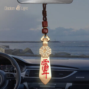 Solid brass Daoist keychain with Early Heaven Bagua and Seven-Star Sword engraving