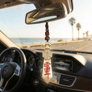 Brass car charm with Later Heaven Bagua and Zi Wei symbolism