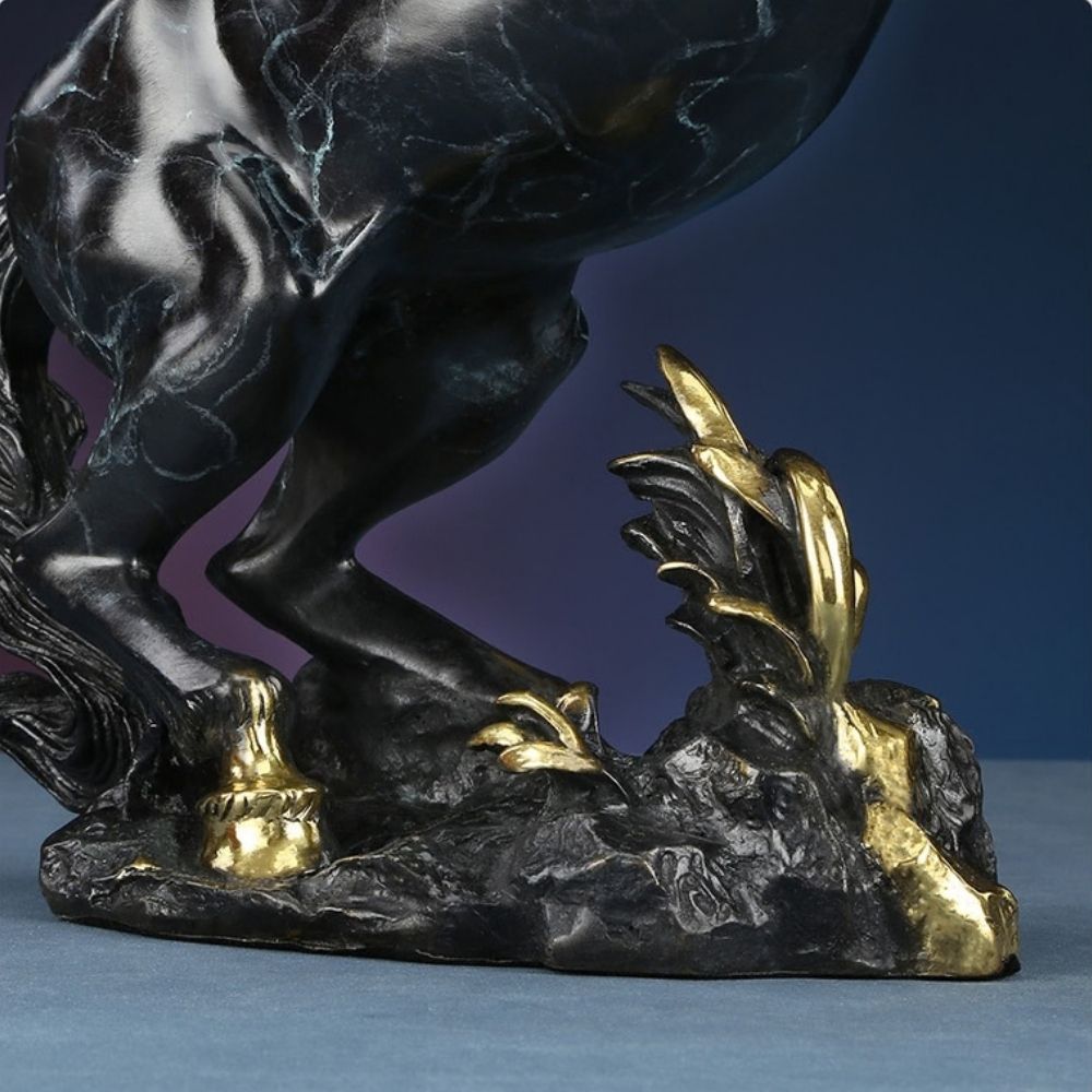 brass rearing horse feng shui statue