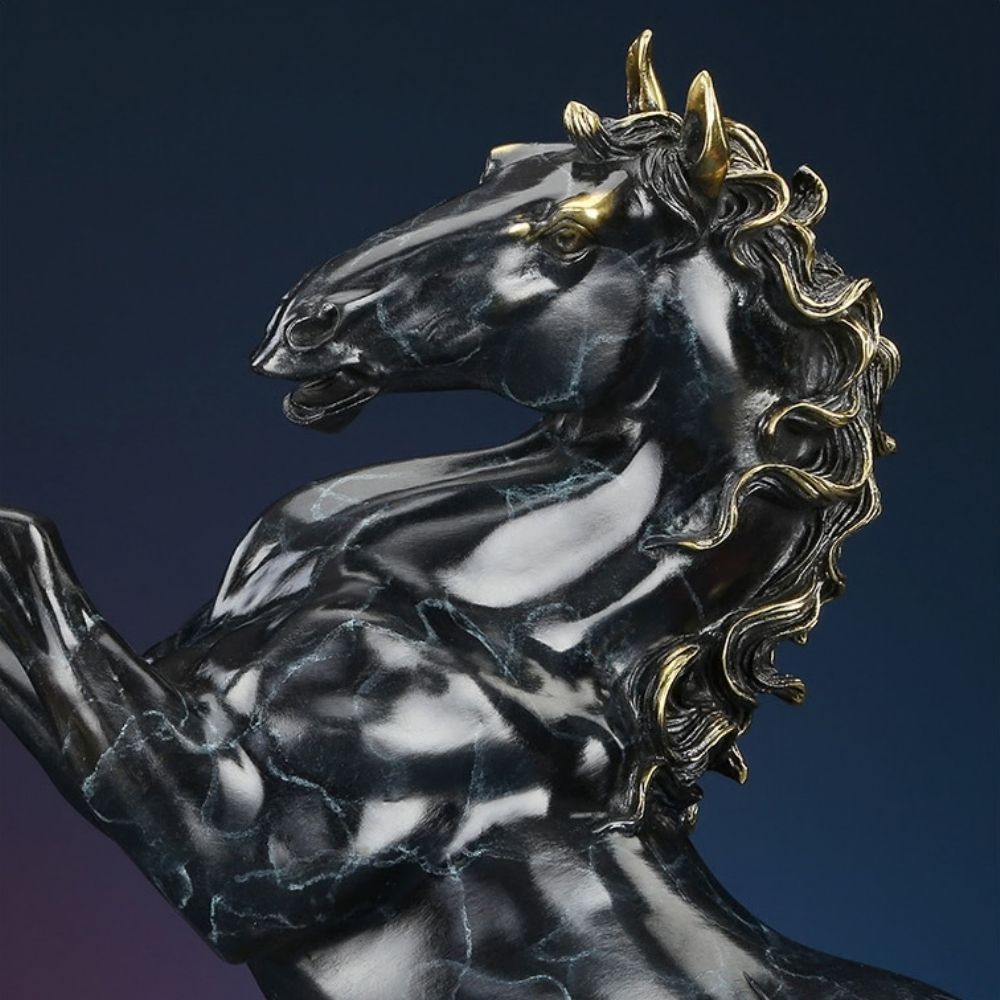 brass rearing horse feng shui statue