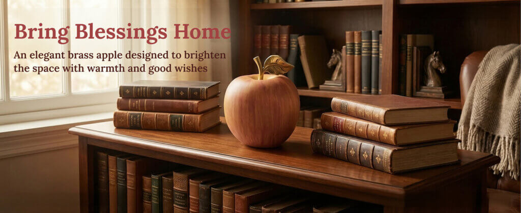 Daoism Light brass apple decor with peaceful meaning