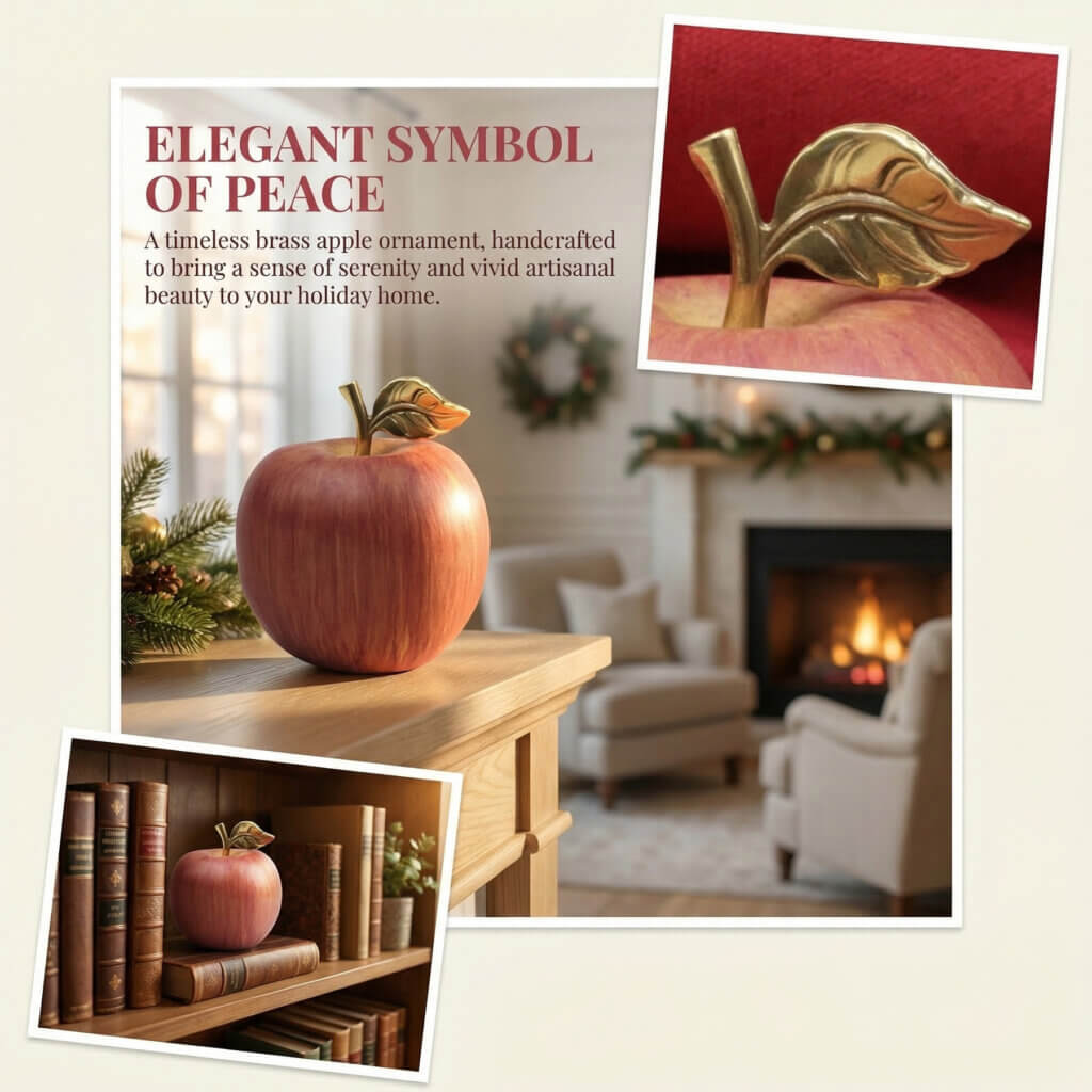 Daoism Light brass apple decor with peaceful meaning