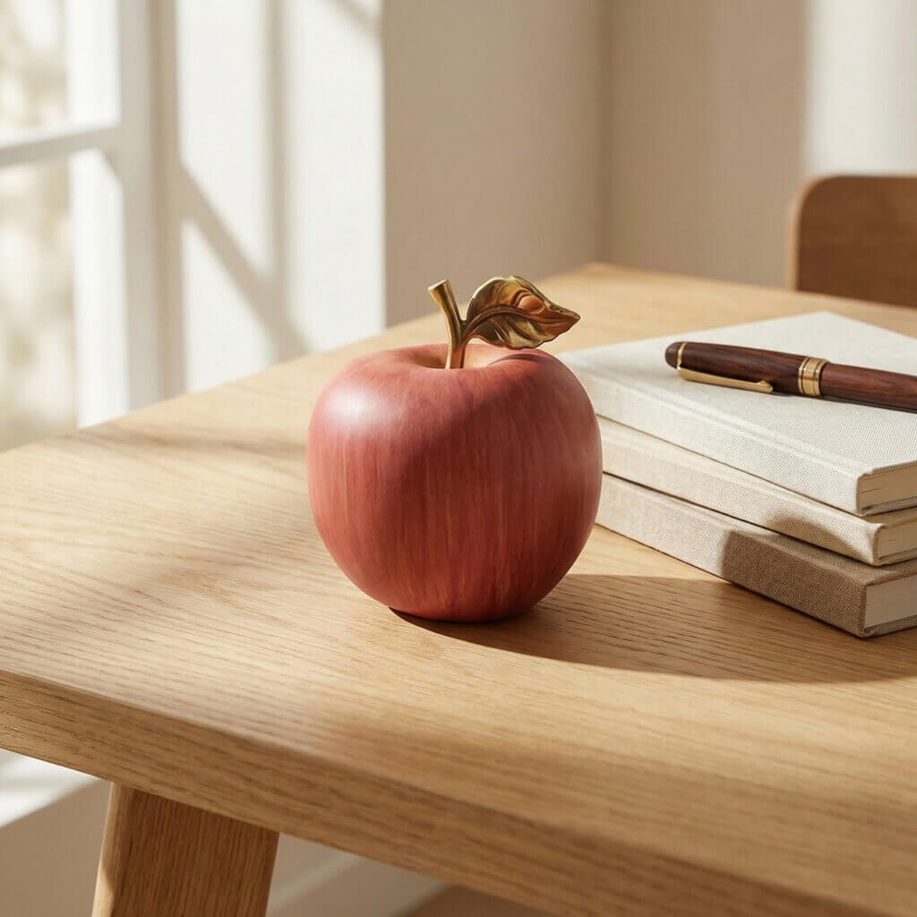 brass apple Christmas decor for peaceful home