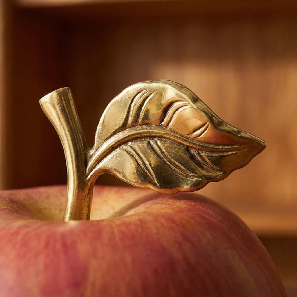 brass apple Christmas decor for peaceful home