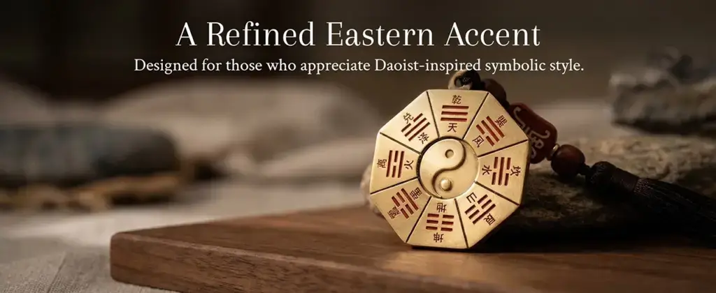 Daoism Light brass Bagua Yin-Yang pendant with Early Heaven Bagua and Later Heaven Bagua design