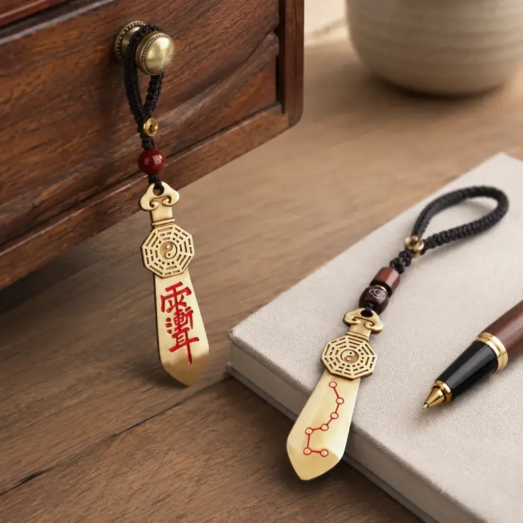 Daoism Light double-sided brass Bagua Zi Wei Hui Seven-Star hanging charm
