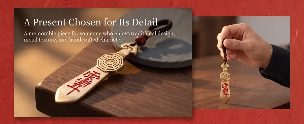 Daoism Light double-sided brass Bagua Zi Wei Hui Seven-Star hanging charm