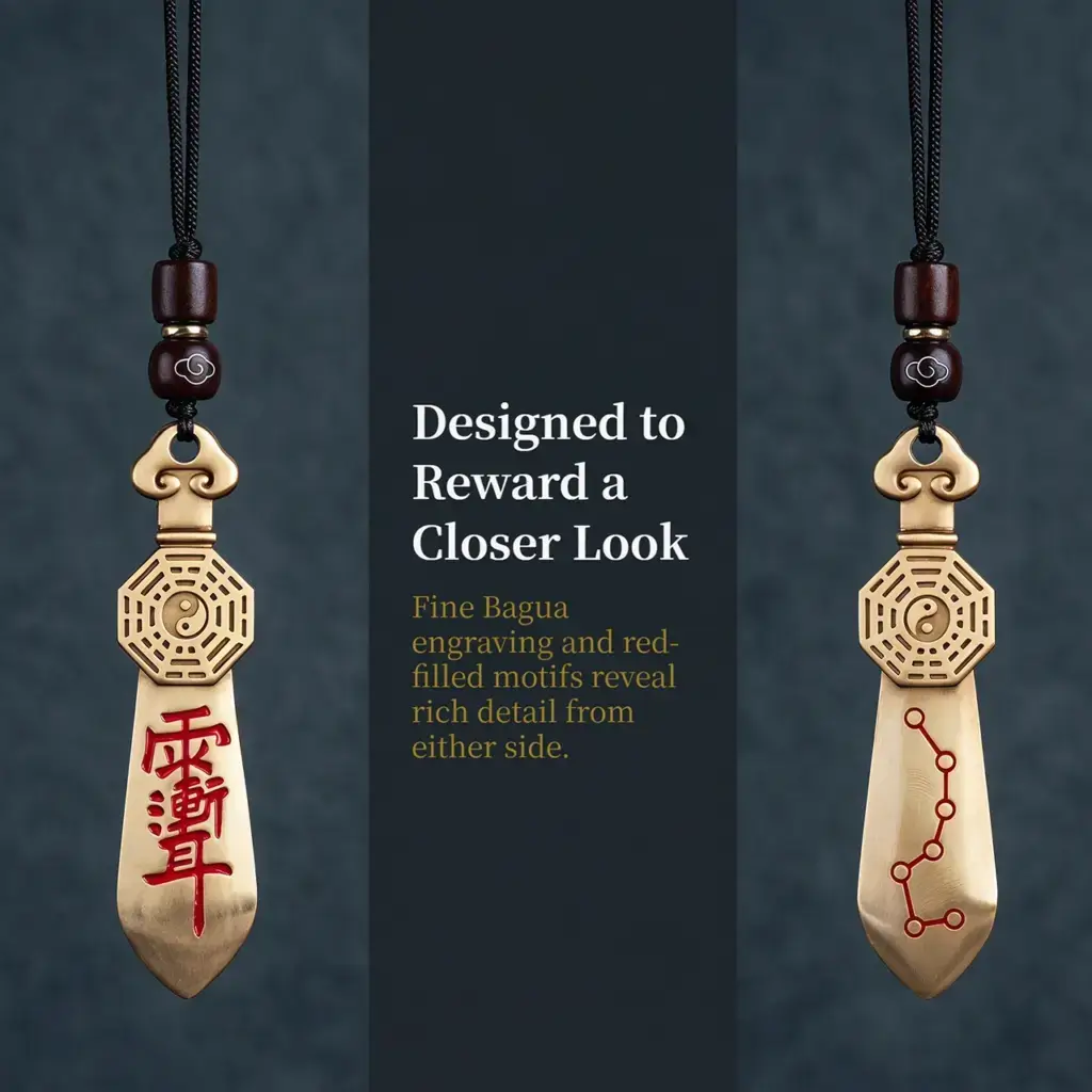 Daoism Light double-sided brass Bagua Zi Wei Hui Seven-Star hanging charm