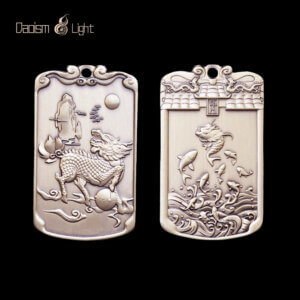 Daoism Light solid brass carp dragon gate qilin pendant charm for success and good fortune
