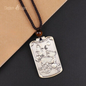 Feng shui pendant charm with carp leaping dragon gate and noble qilin motif