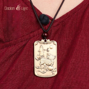 Feng shui pendant charm with carp leaping dragon gate and noble qilin motif