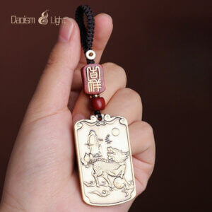 Feng shui pendant charm with carp leaping dragon gate and noble qilin motif
