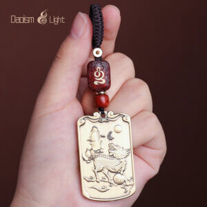 Feng shui pendant charm with carp leaping dragon gate and noble qilin motif