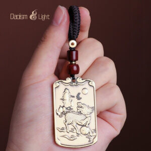 Feng shui pendant charm with carp leaping dragon gate and noble qilin motif