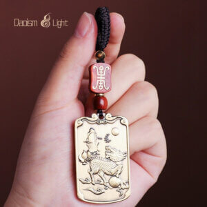 Feng shui pendant charm with carp leaping dragon gate and noble qilin motif