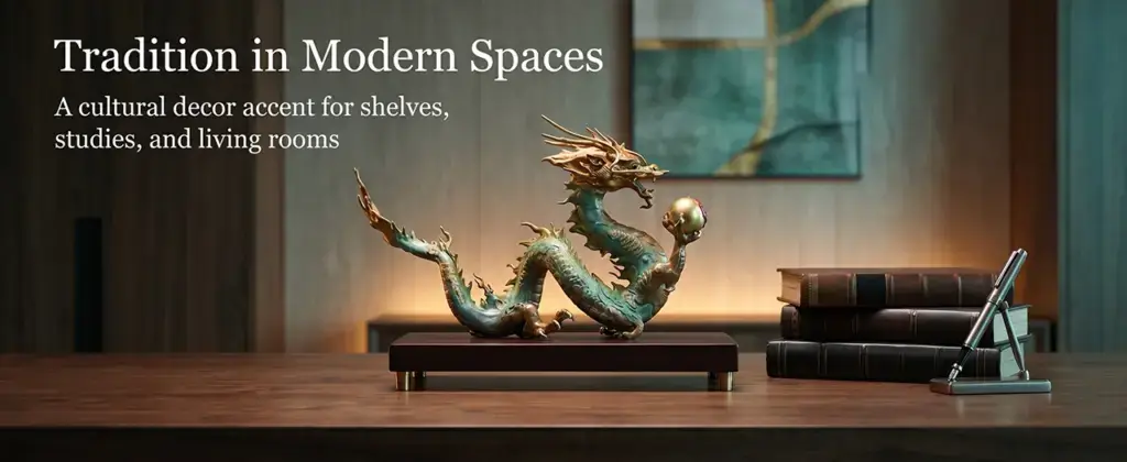 Traditional Chinese dragon figurine with detailed scales and flowing body