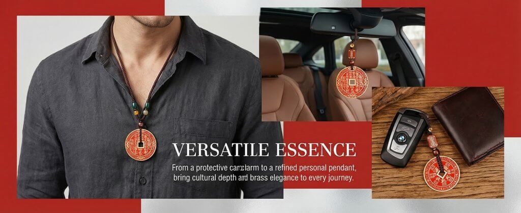 Daoism Light brass Shan Gui pendant with Later Heaven Bagua and cinnabar