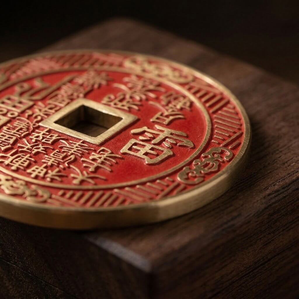 Daoism Light brass Shan Gui pendant with Later Heaven Bagua and cinnabar