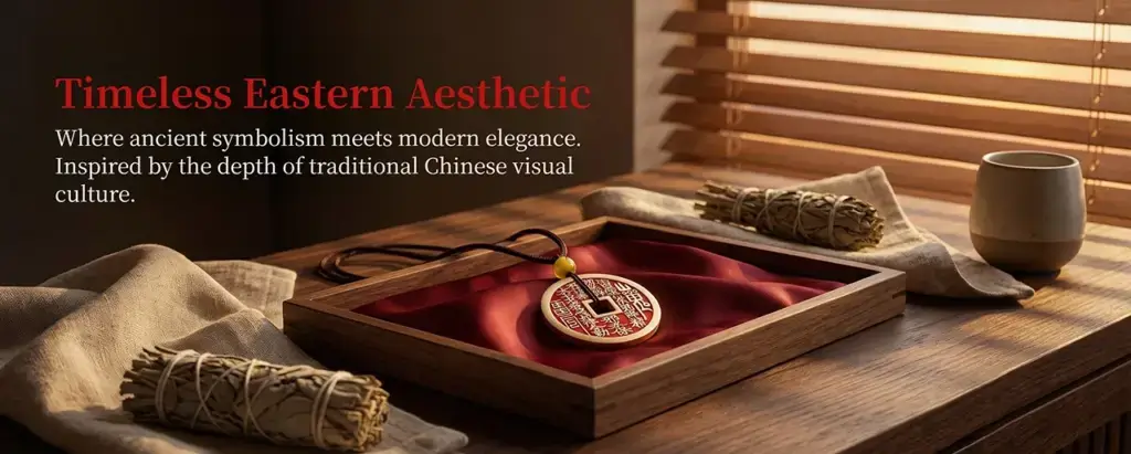 Daoism Light brass Shan Gui Coin Later Heaven Bagua hanging pendant with cinnabar-filled engraving