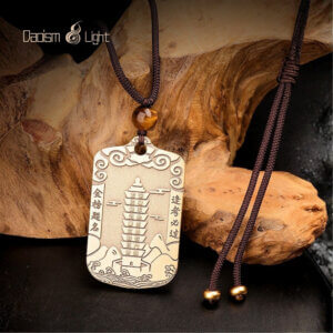 Solid brass Wen Chang Pagoda pendant for focus and progress