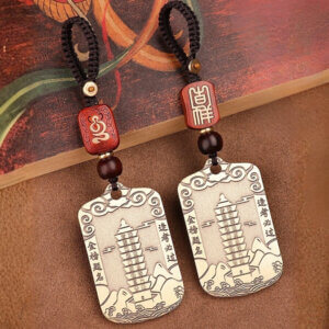 Solid brass Wen Chang Pagoda pendant for focus and progress