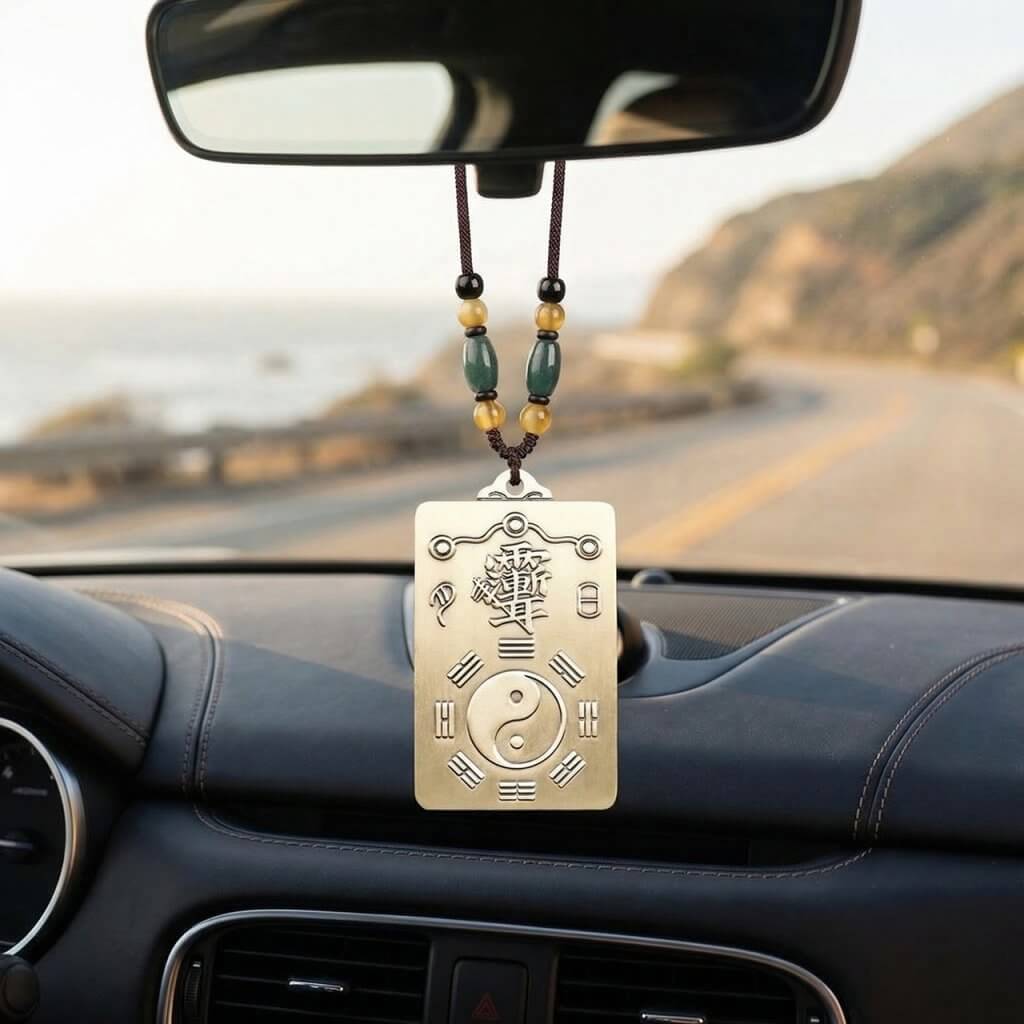 Solid brass Yin Yang Early Heaven Bagua pendant back cloud seal