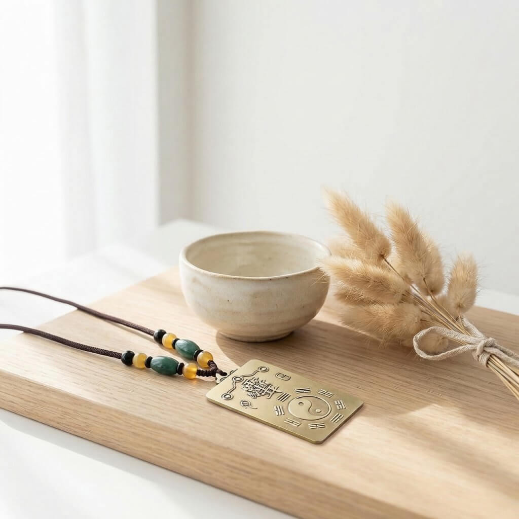 Solid brass Yin Yang Early Heaven Bagua pendant back cloud seal