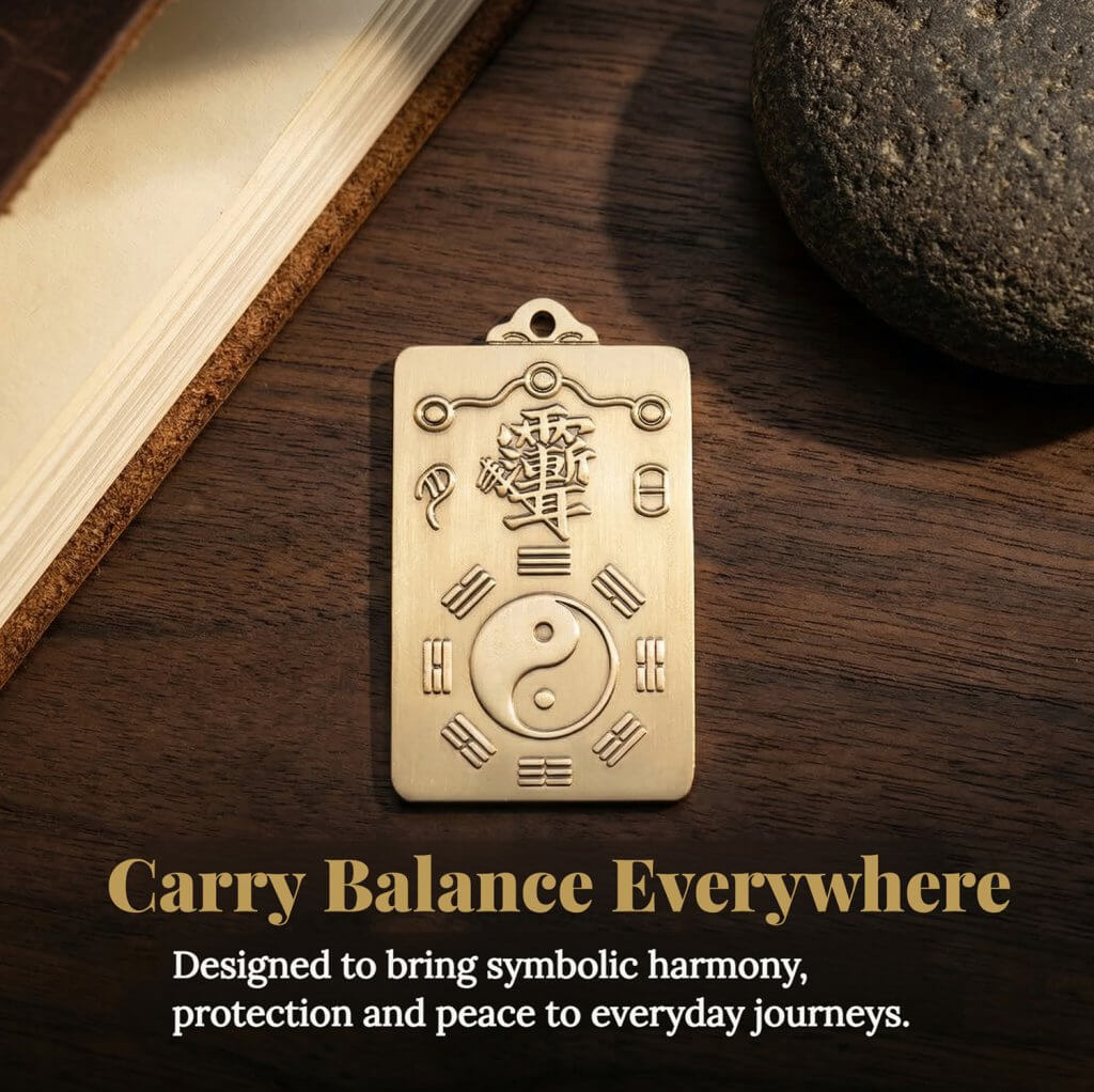 Solid brass Yin Yang Early Heaven Bagua pendant back cloud seal