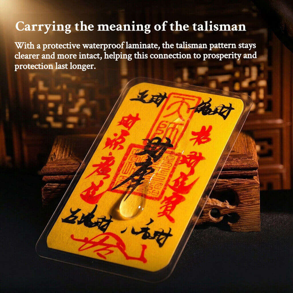 Daoism Light handwritten wealth fu talisman with cinnabar seal
