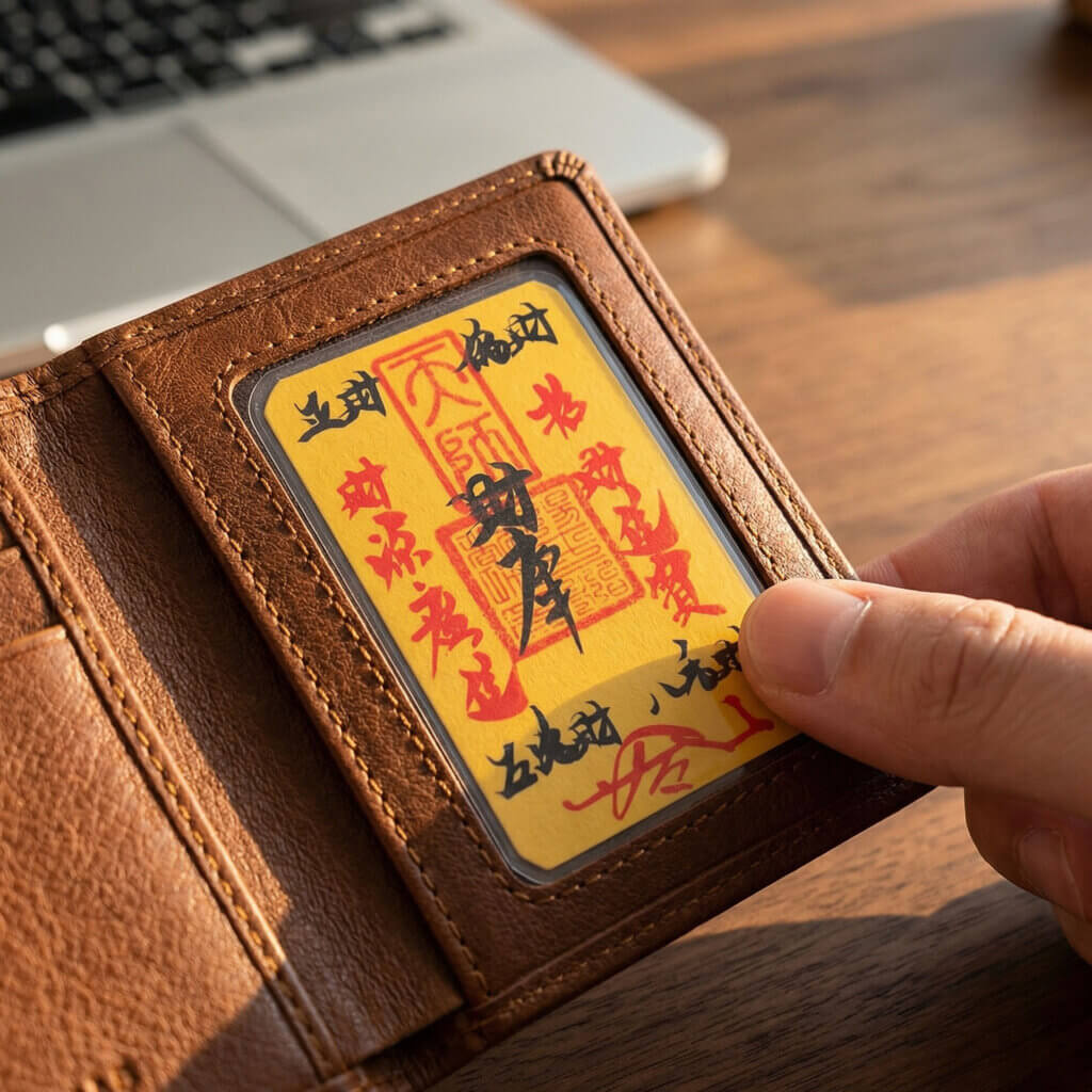 handwritten wealth fu charm for wallet phone case car