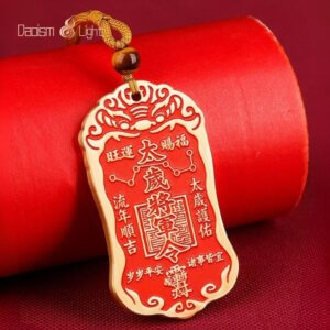 Daoism Light Taisui General Decree brass hanging decor with cinnabar color