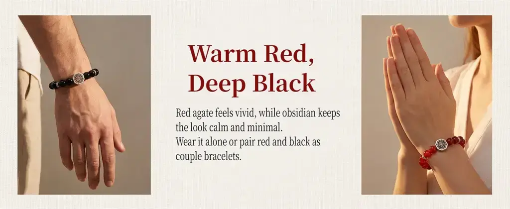 Daoism Light Zi Wei Hui Bagua red agate bracelet with double-sided 925 silver charm