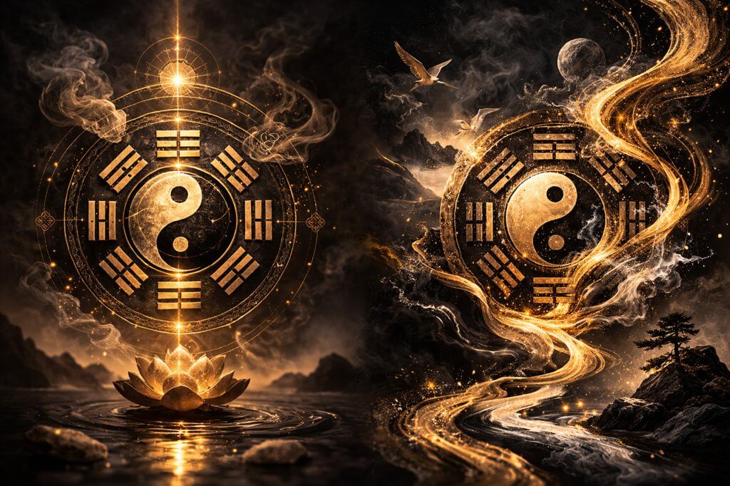 Daoist Bagua symbols representing balance direction and change