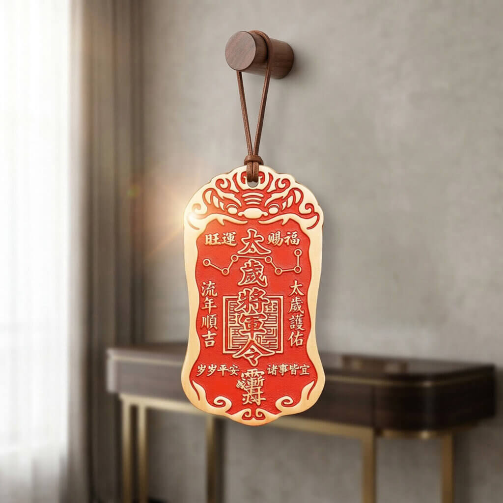 Daoist brass hanging decor for home, office, or entryway