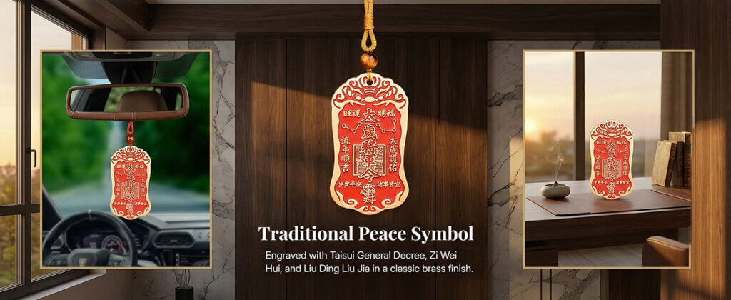 Daoist brass hanging decor for home, office, or entryway