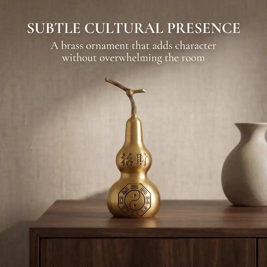 Multiple size brass Wu Lou gourd decor for interior display