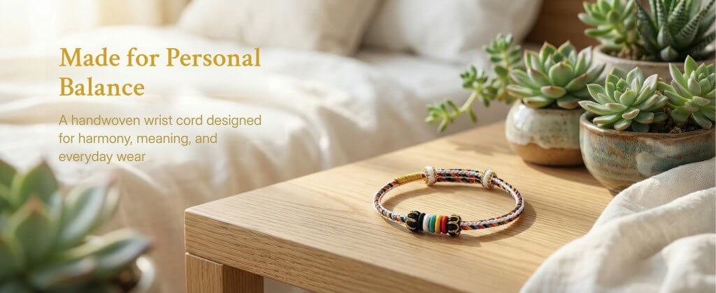 Five Elements braided wrist cord in five colors for Bazi balance