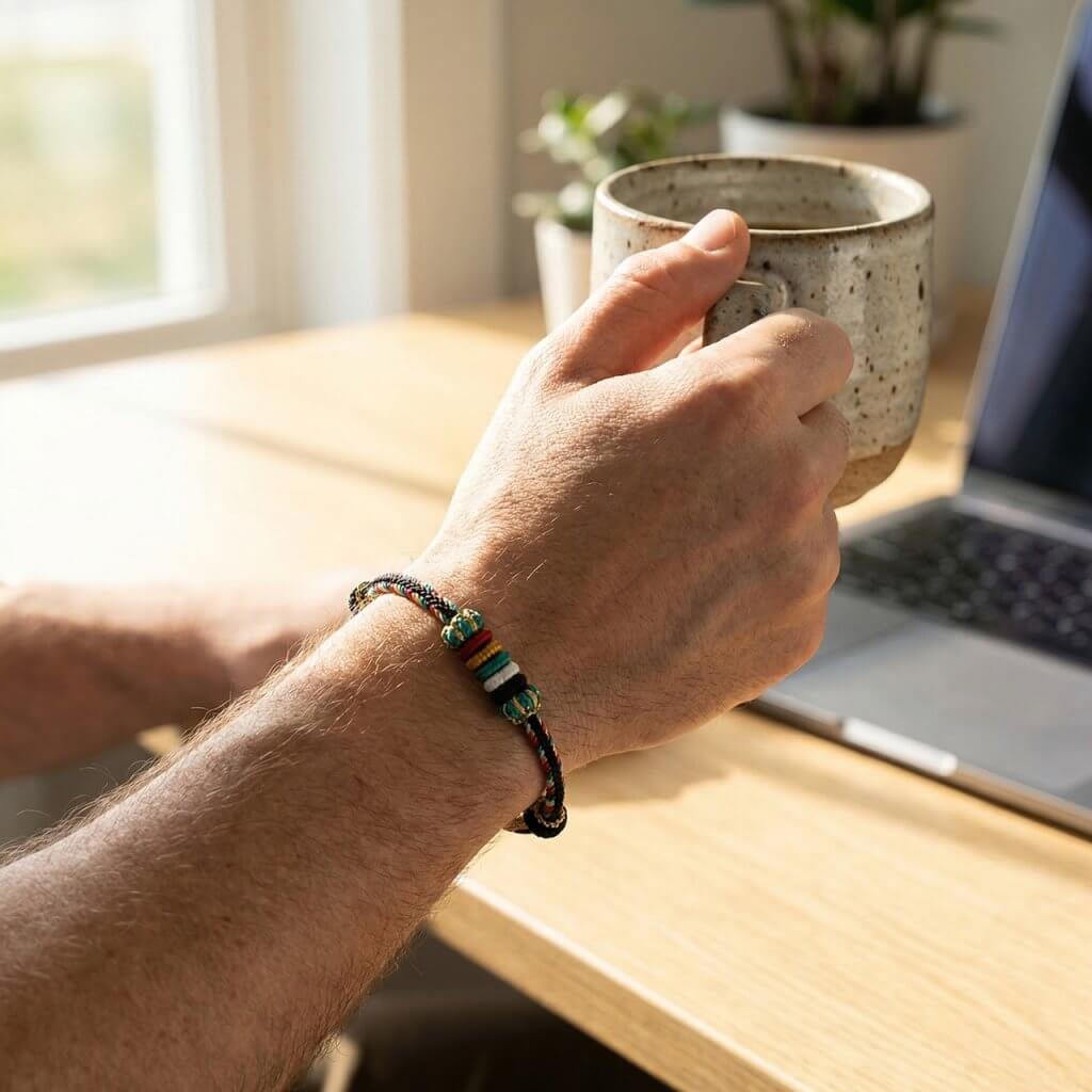 Five Elements braided wrist cord in five colors for Bazi balance